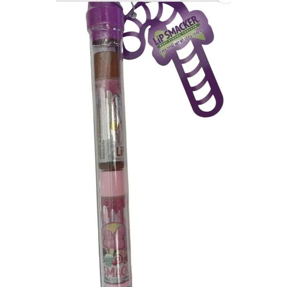 Lip Smacker Trio 3 Pack Lip Balm Purple Candy Cane Holiday Limited Edition